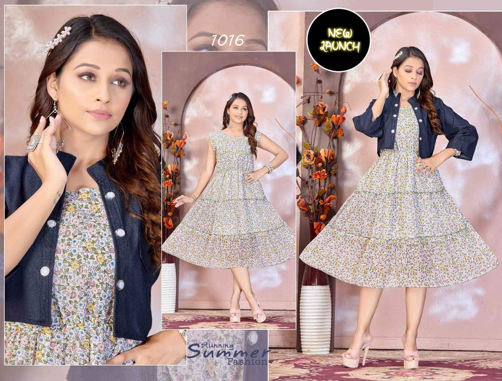 Jlf Carrie Party Wear Kurti With Denim Jacket Catalog
